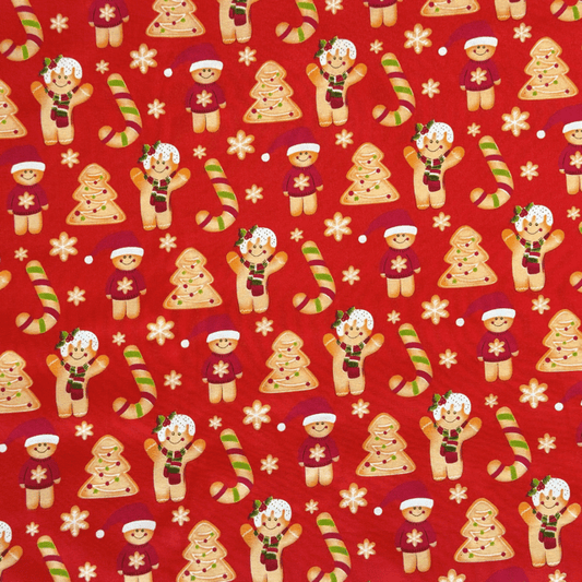 Printed Poly Cotton GingerBread Red 115cm - Ragland Fabrics