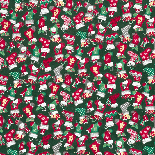 Printed Poly Cotton Stocking Green - Ragland Fabrics