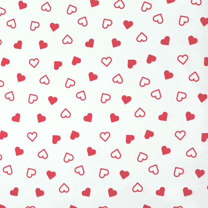 Printed Satin | Heart White - Ragland Fabrics