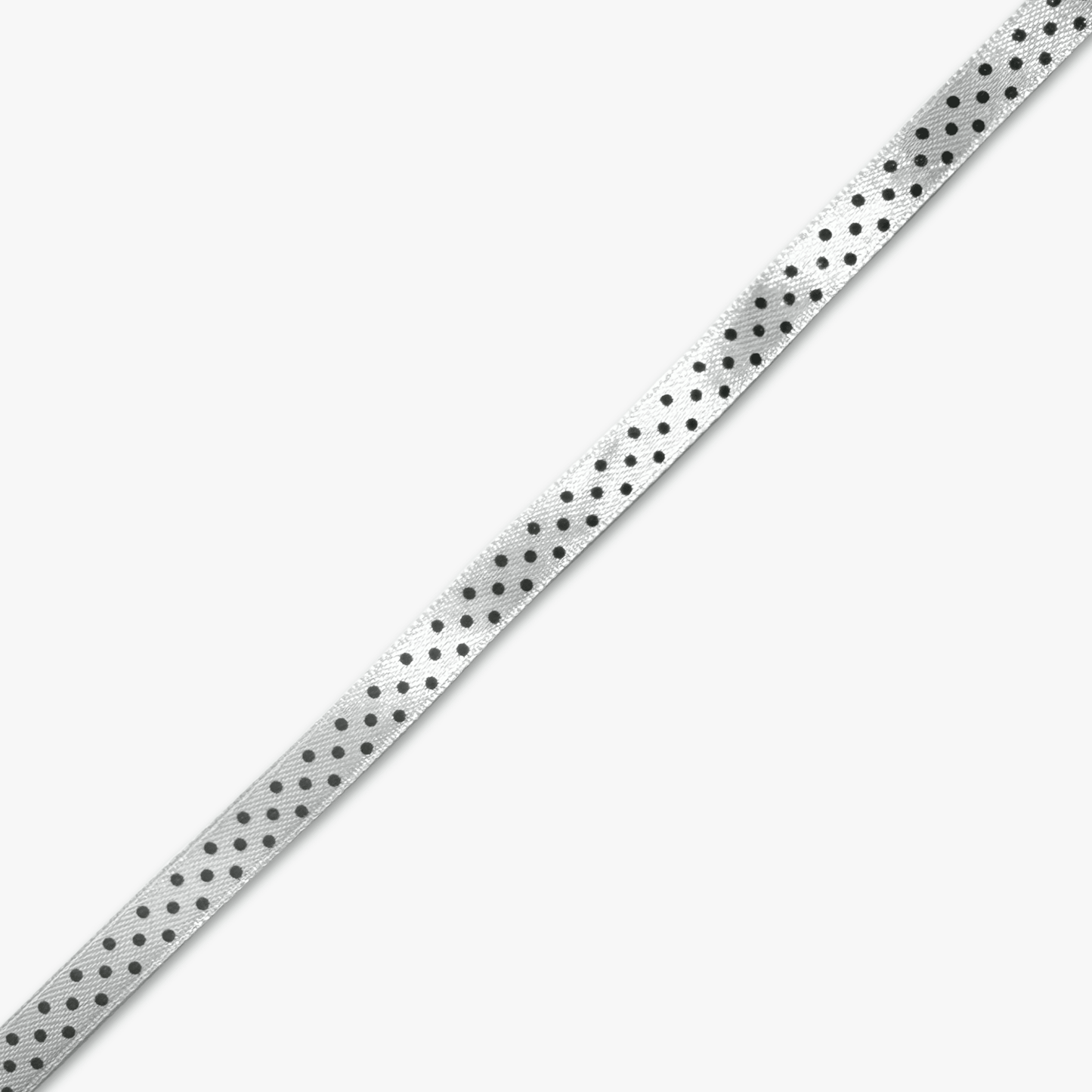 Printed Satin Ribbon White w/ Black Dots - 6 Sizes CLOSEOUT - Ragland Fabrics