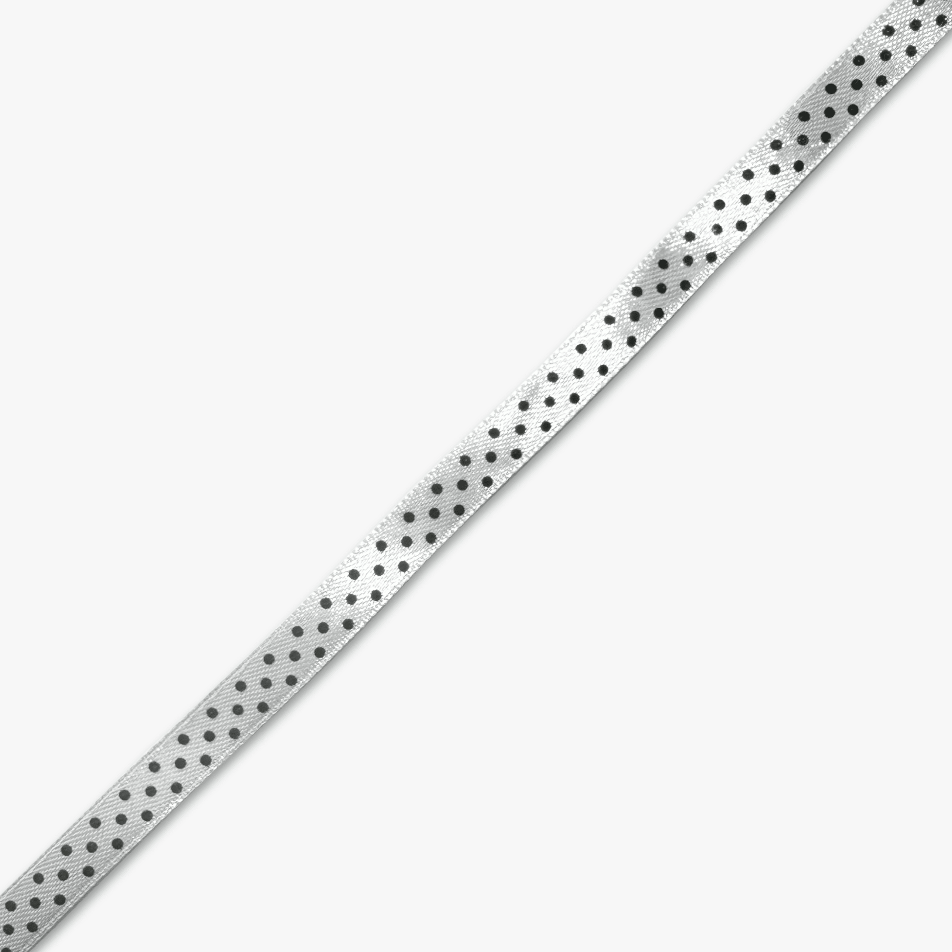 Printed Satin Ribbon White w/ Black Dots - 6 Sizes CLOSEOUT - Ragland Fabrics