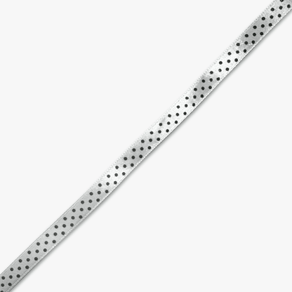 Printed Satin Ribbon White w/ Black Dots - 6 Sizes CLOSEOUT - Ragland Fabrics