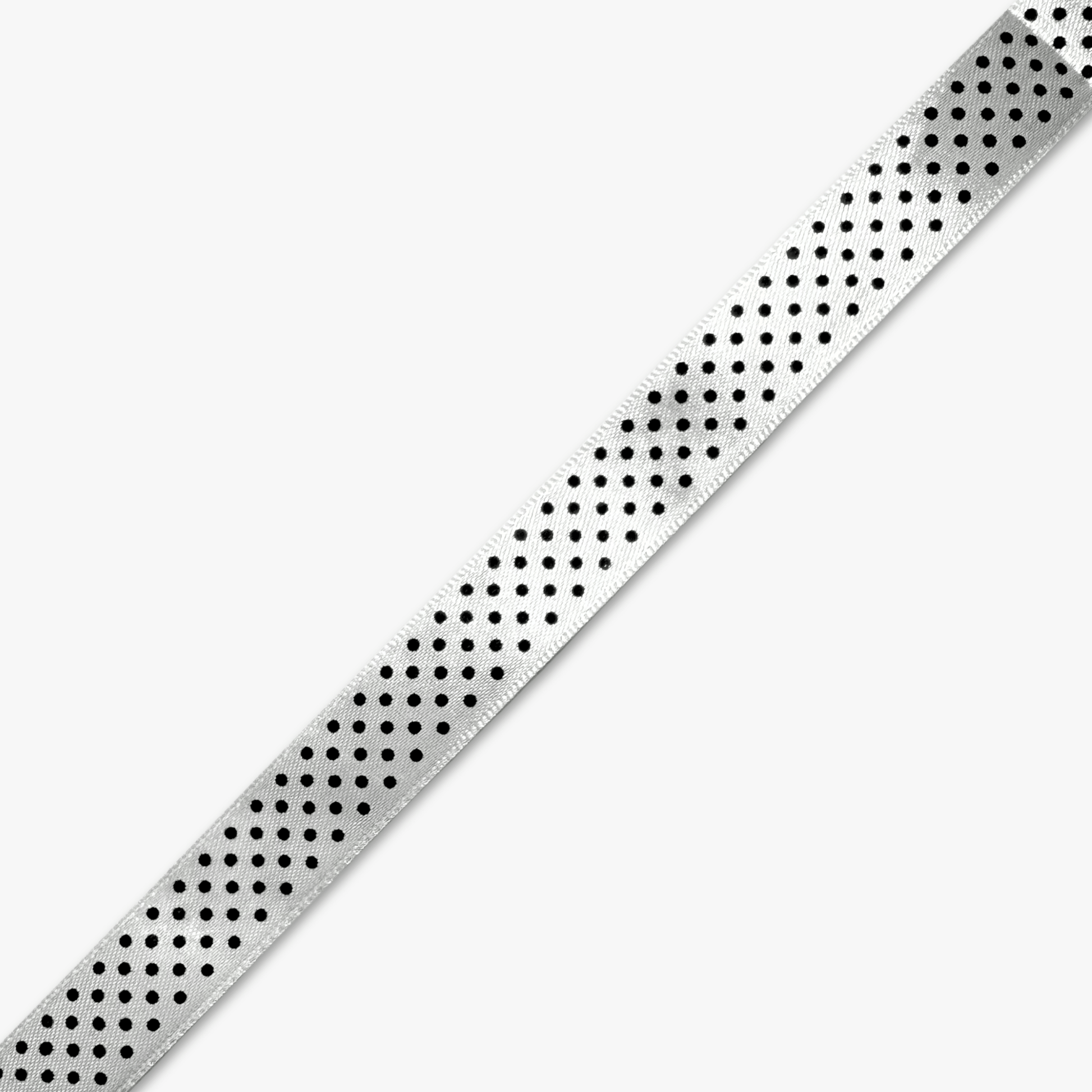 Printed Satin Ribbon White w/ Black Dots - 6 Sizes CLOSEOUT - Ragland Fabrics