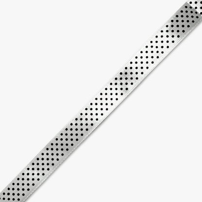 Printed Satin Ribbon White w/ Black Dots - 6 Sizes CLOSEOUT - Ragland Fabrics