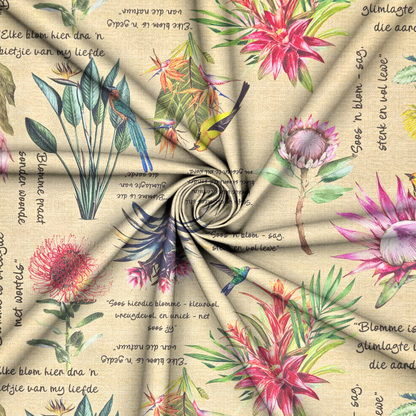 Printed Vinyl Blomme Natural - Ragland Fabrics