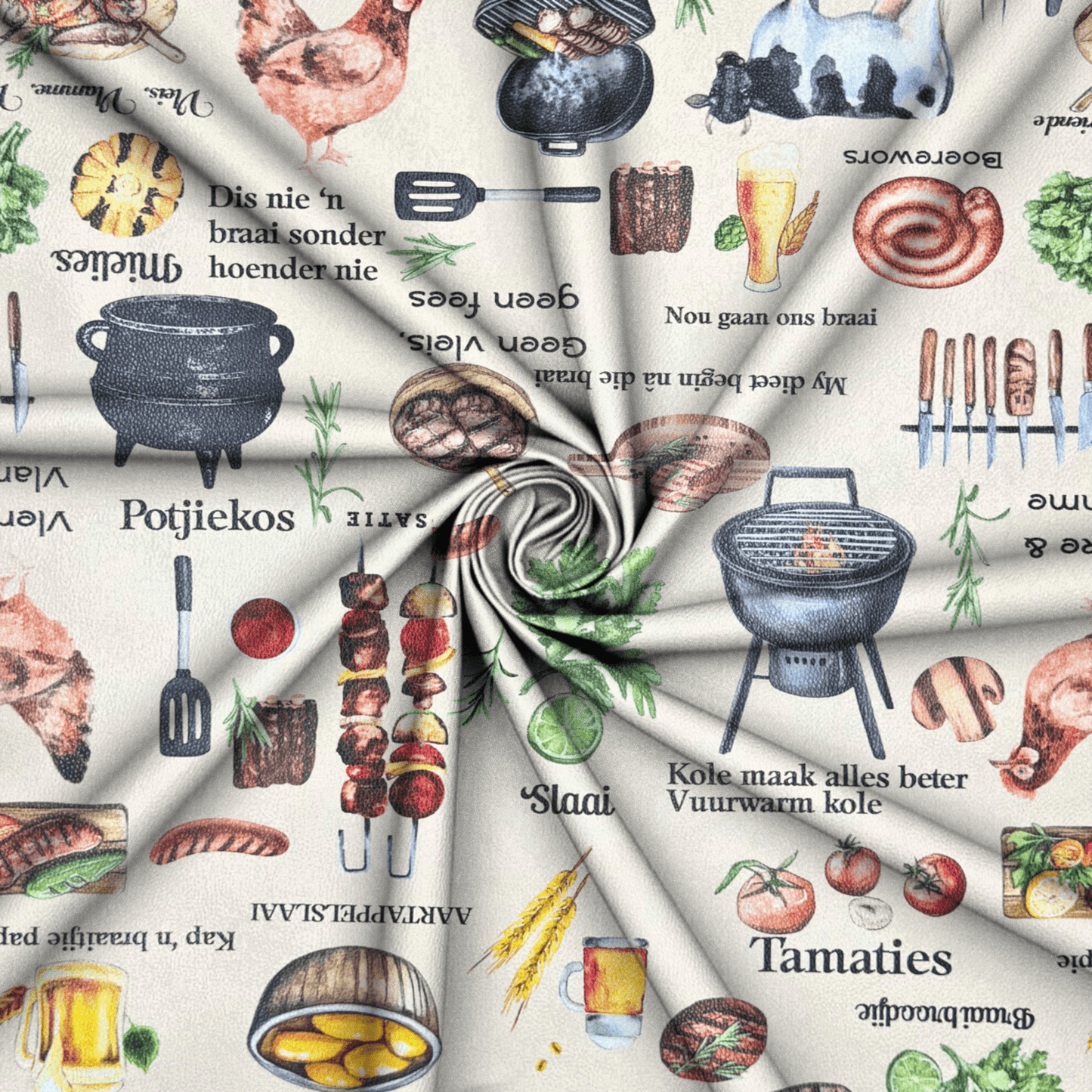 Printed Vinyl PotjieKos Stone - Ragland Fabrics