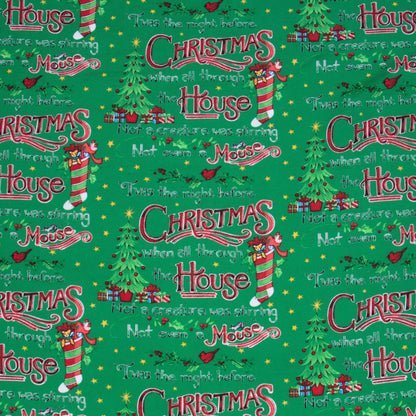 Christmas Printed Mini Matt House Green - Ragland Fabrics