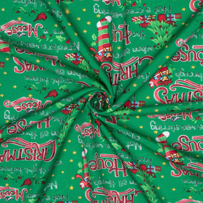 Christmas Printed Mini Matt House Green - Ragland Fabrics