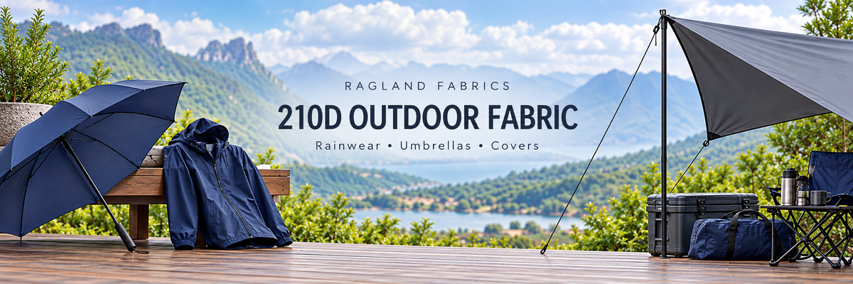 210D outdoor fabric sewing inspiration: navy rainwear and umbrella with a grey outdoor cover