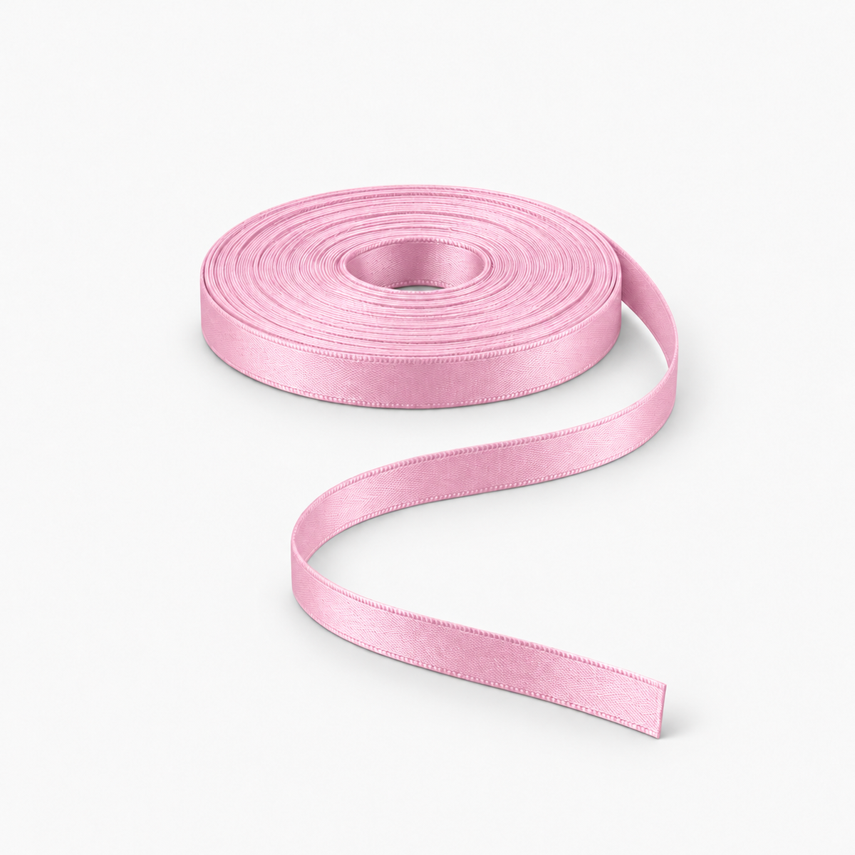 Satin Ribbon 6mm Dusty Pink #60 satin ribbon in flat coil with S-shaped tail