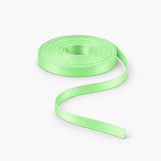 Satin Ribbon 6mm Lime #57 TBD satin ribbon in flat coil with S-shaped tail