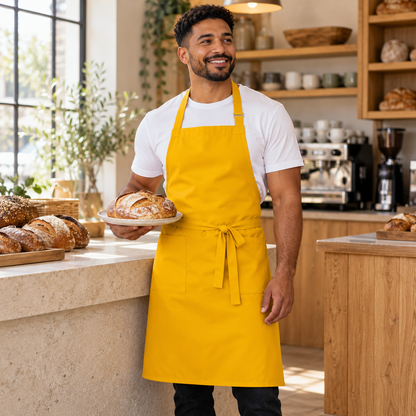 Inspirational use of MTN Yellow Mini Matt for aprons; colour and drape may vary.