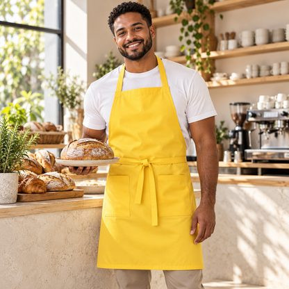 Inspirational use of Canary Mini Matt for aprons; colour and drape may vary.
