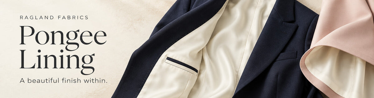 Pongee lining revealed inside a tailored jacket and dress, Ragland Fabrics