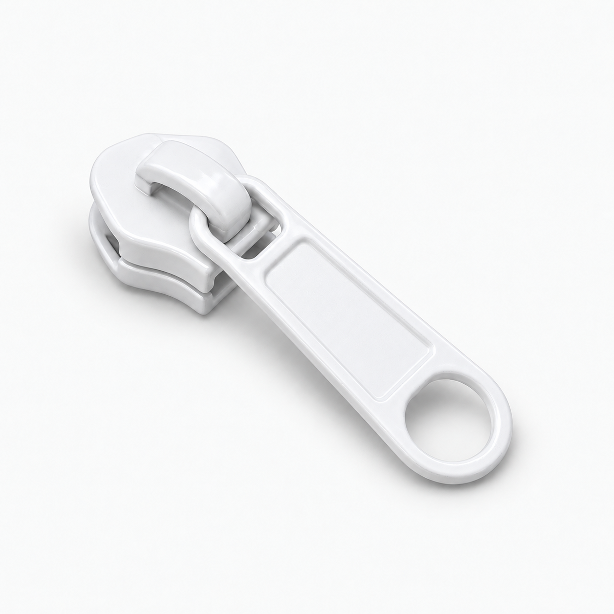 Single white Type 5 non-lock zipper slider - Ragland Fabrics