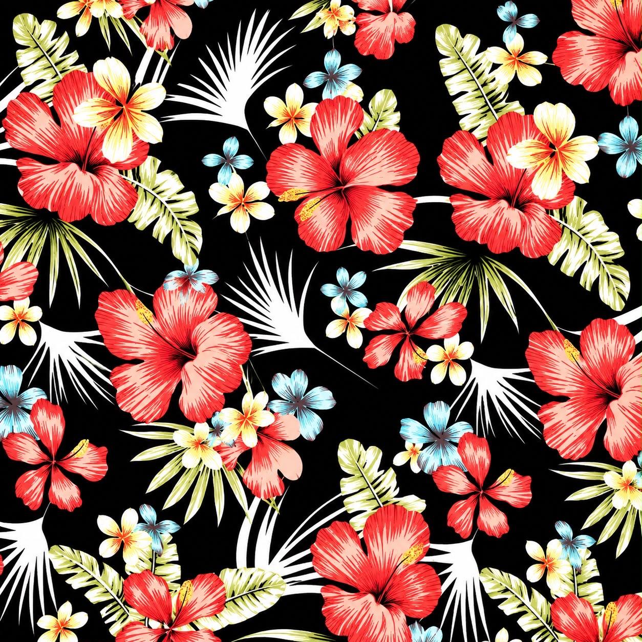Printed Chiffon Dark Tropic Red