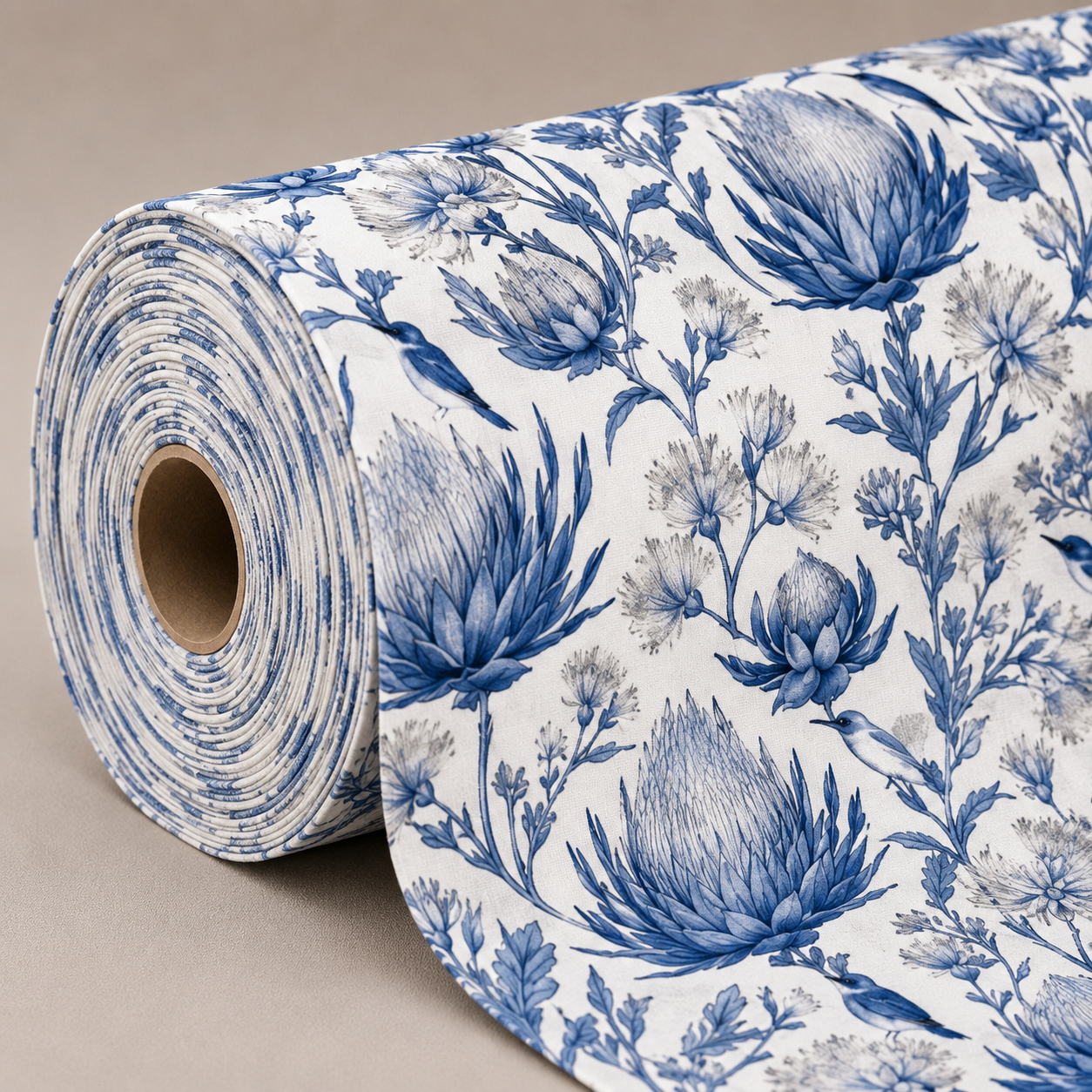 Printed Velvet Delft Protea