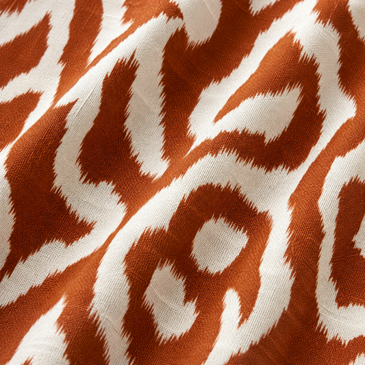 Printed Linen Blend Fashion Rust