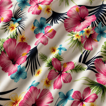 Printed Chiffon White Tropic Pink
