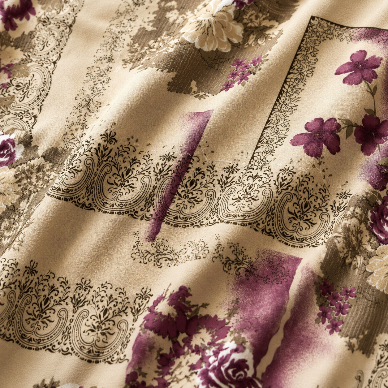 Printed Chiffon Flower De Lis