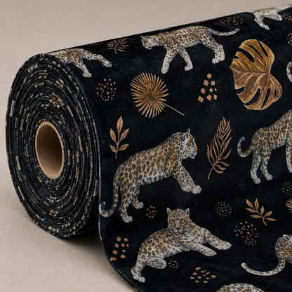Printed Velvet Leopard Leaf