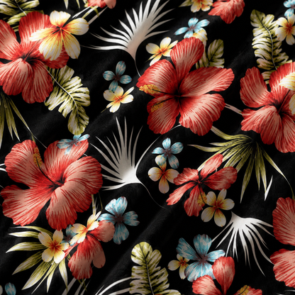 Printed Chiffon Dark Tropic Red