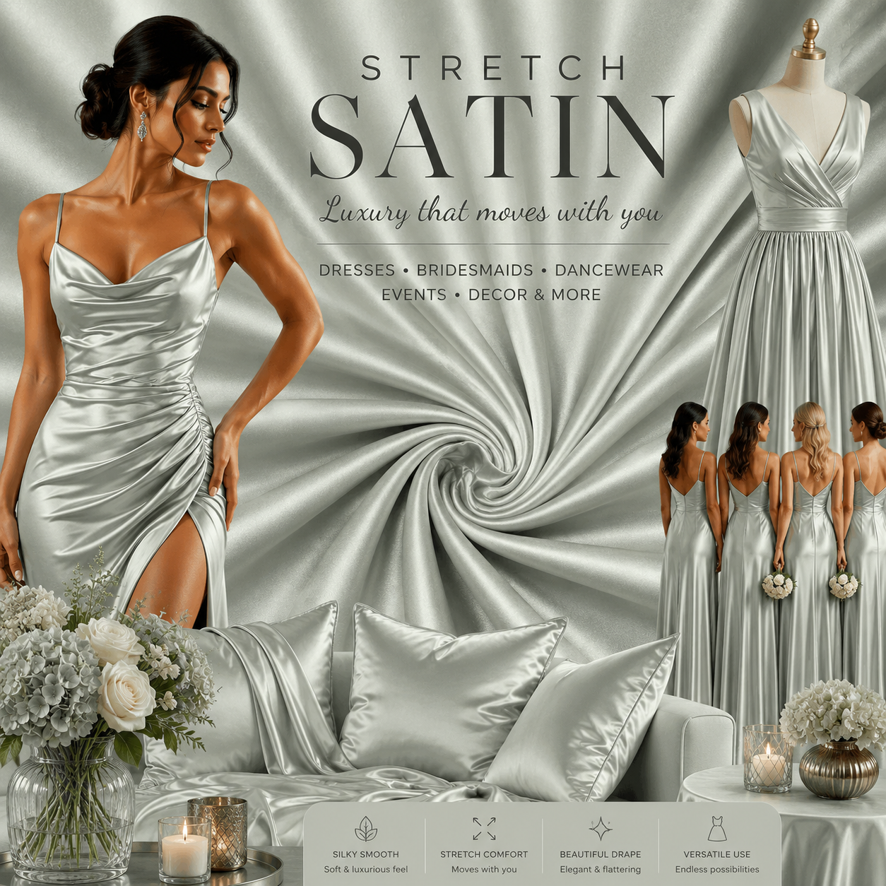 Stretch Satin Sage #14 140cm