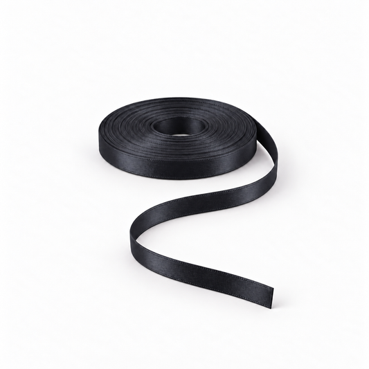 Satin Ribbon 8mm Black #10 – Ragland Fabrics