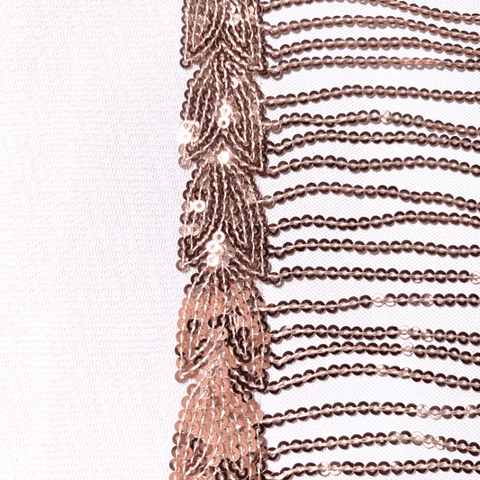 Sequin Fringe - 25mm | Blush (Per Met) - Ragland Fabrics