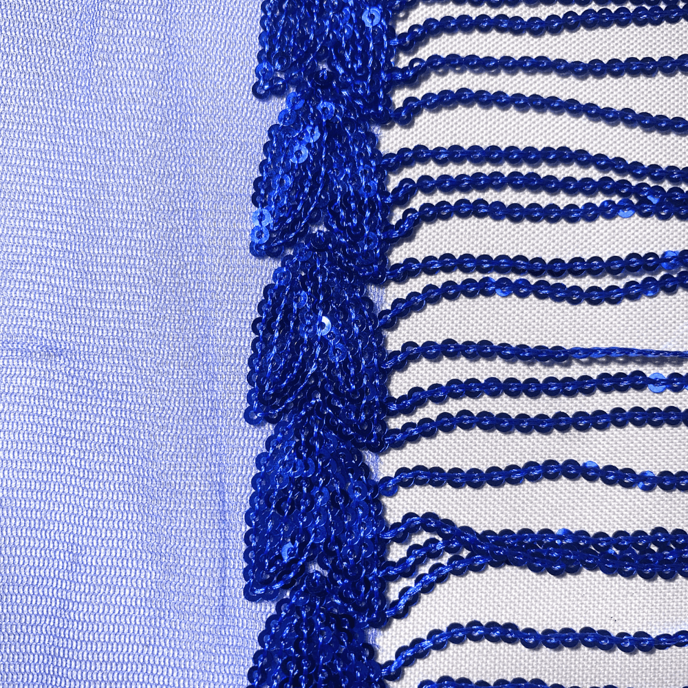 Sequin Fringe - 25mm | Royal (Per Met) - Ragland Fabrics