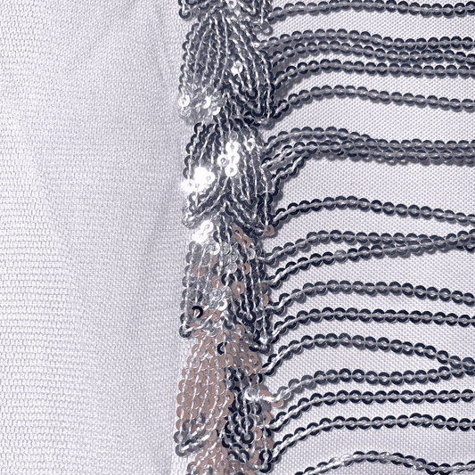 Sequin Fringe - 25mm | Silver (Per Met) - Ragland Fabrics