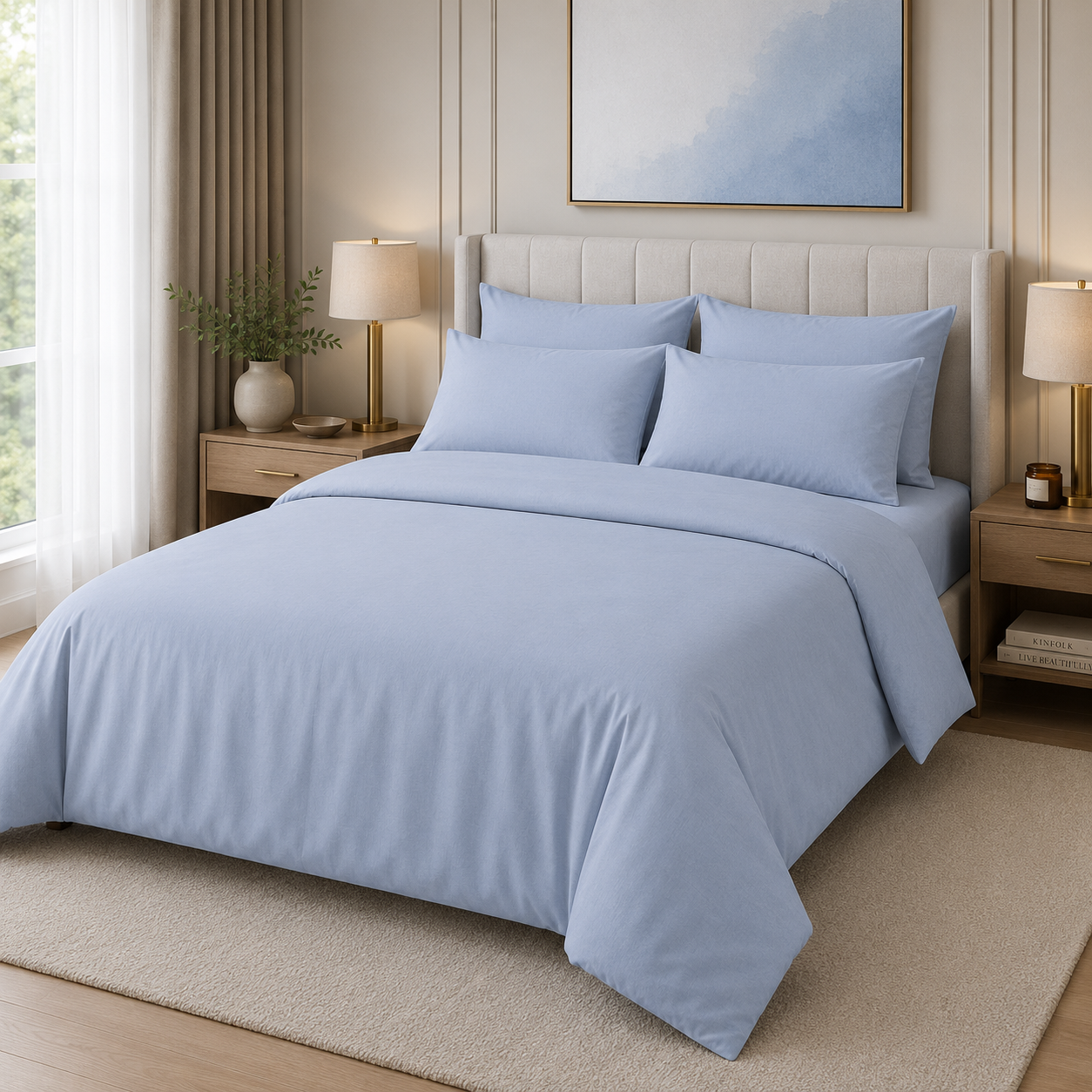 Sheeting Poly Cotton Sky Blue