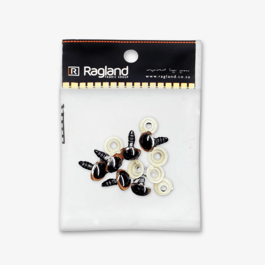 Teddy Eyes Light Brown 10mm (3 Pairs) - Ragland Fabrics