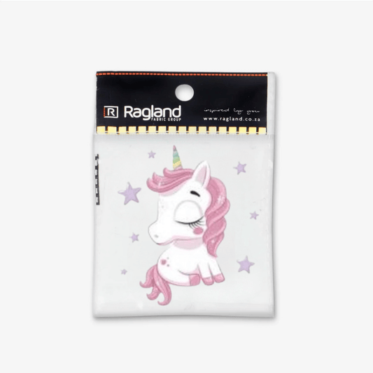 Motif Iron On Badge - Unicorn And Purple Stars - Ragland Fabrics