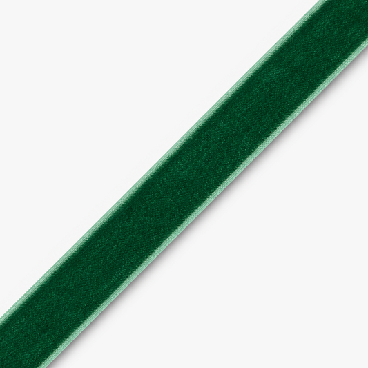 Velvet Ribbon 20mm Green with Boarder - per metre diagonal view