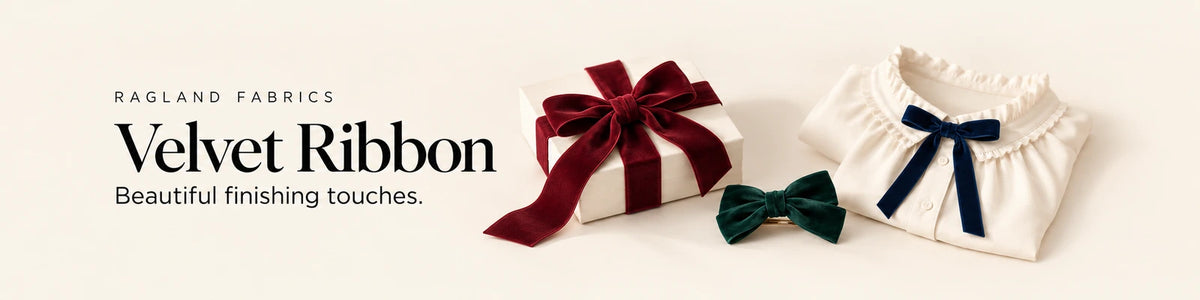 Velvet ribbon used for gift wrapping, a hair bow and garment detailing