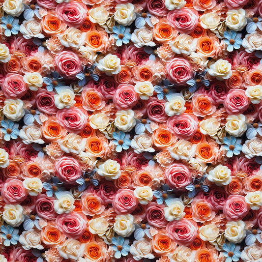 Viscose Printed Challis Roses Peach - Ragland Fabrics