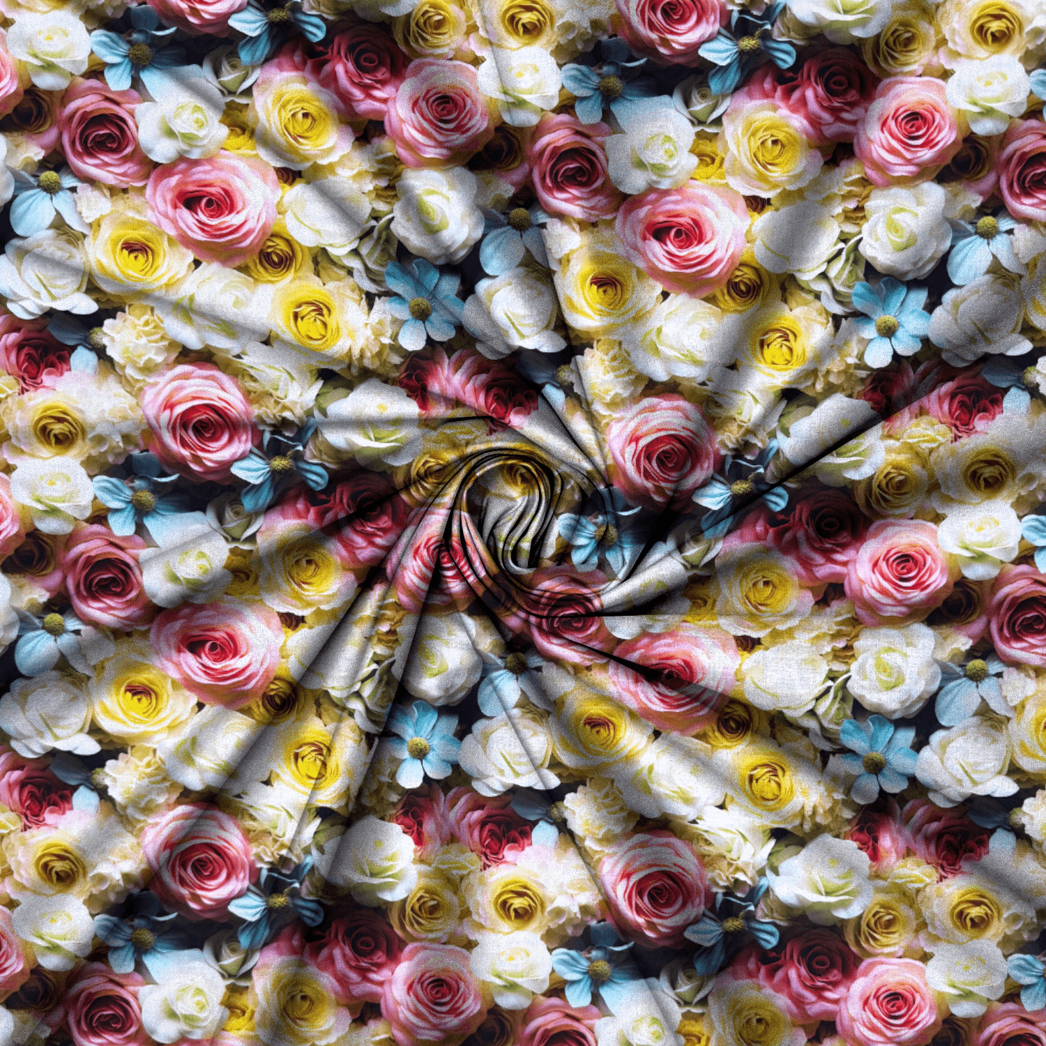 Viscose Printed Challis Roses Yellow - Ragland Fabrics