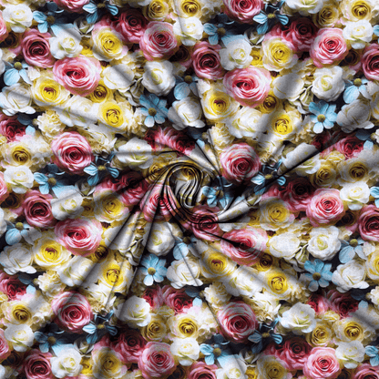 Viscose Printed Challis Roses Yellow - Ragland Fabrics