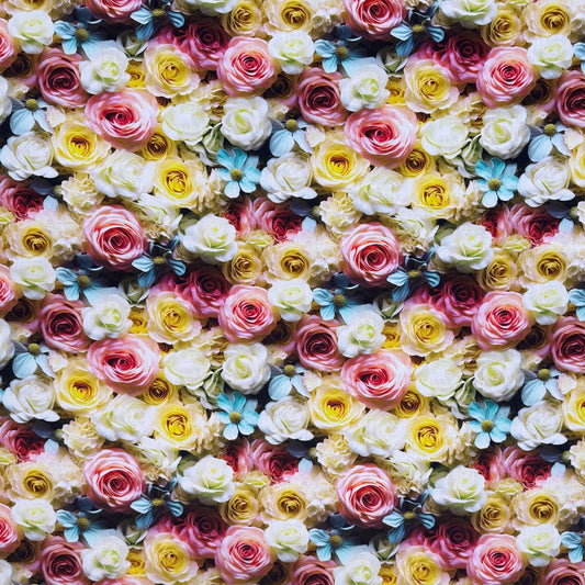 Viscose Printed Challis Roses Yellow - Ragland Fabrics