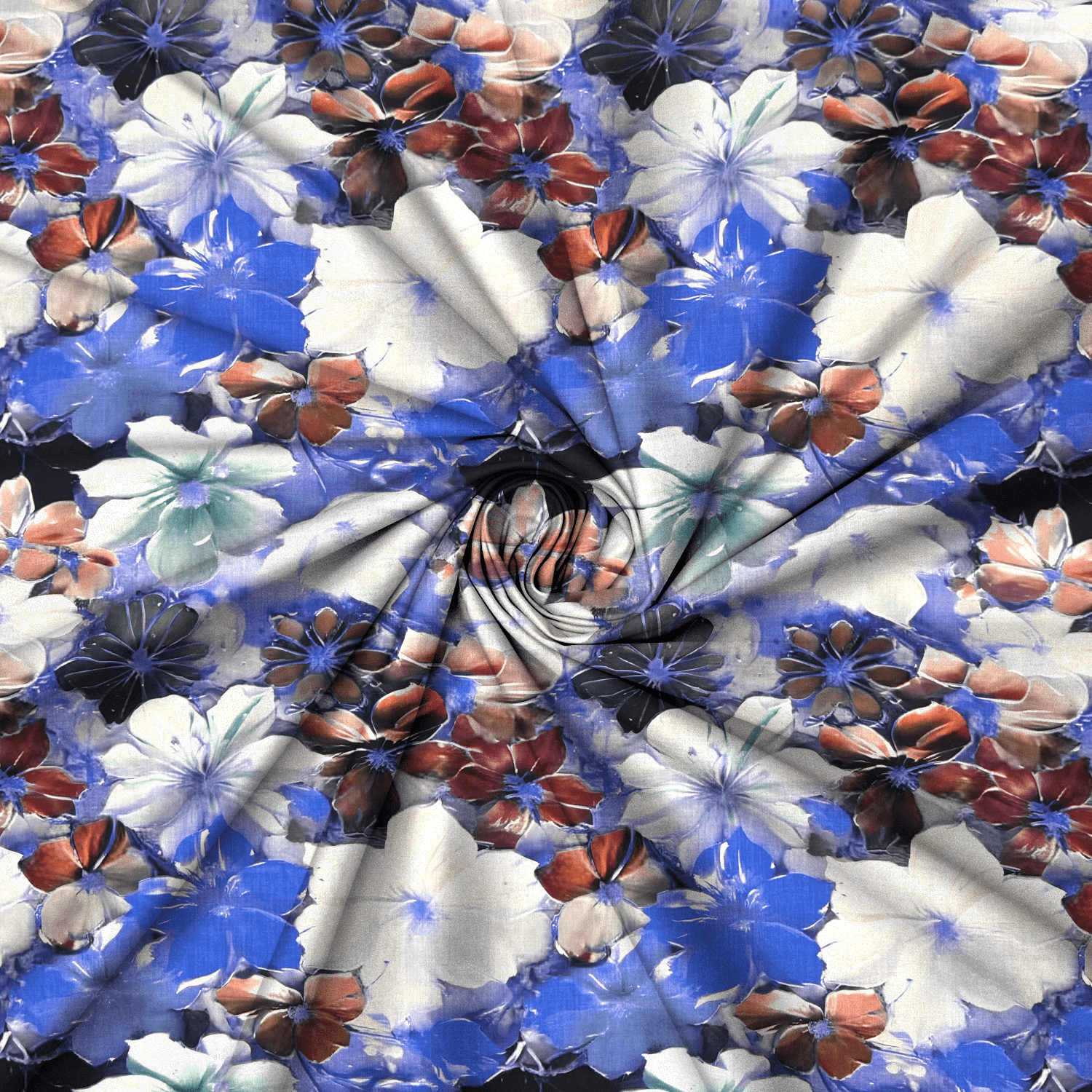 Viscose Printed Challis Summer Blues - Ragland Fabrics