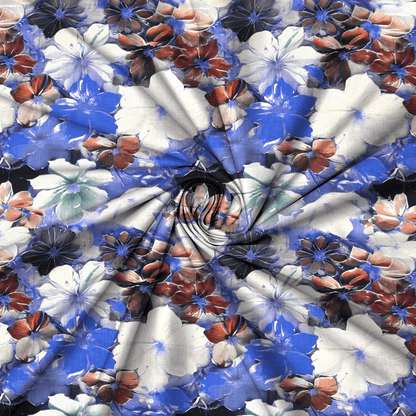 Viscose Printed Challis Summer Blues - Ragland Fabrics