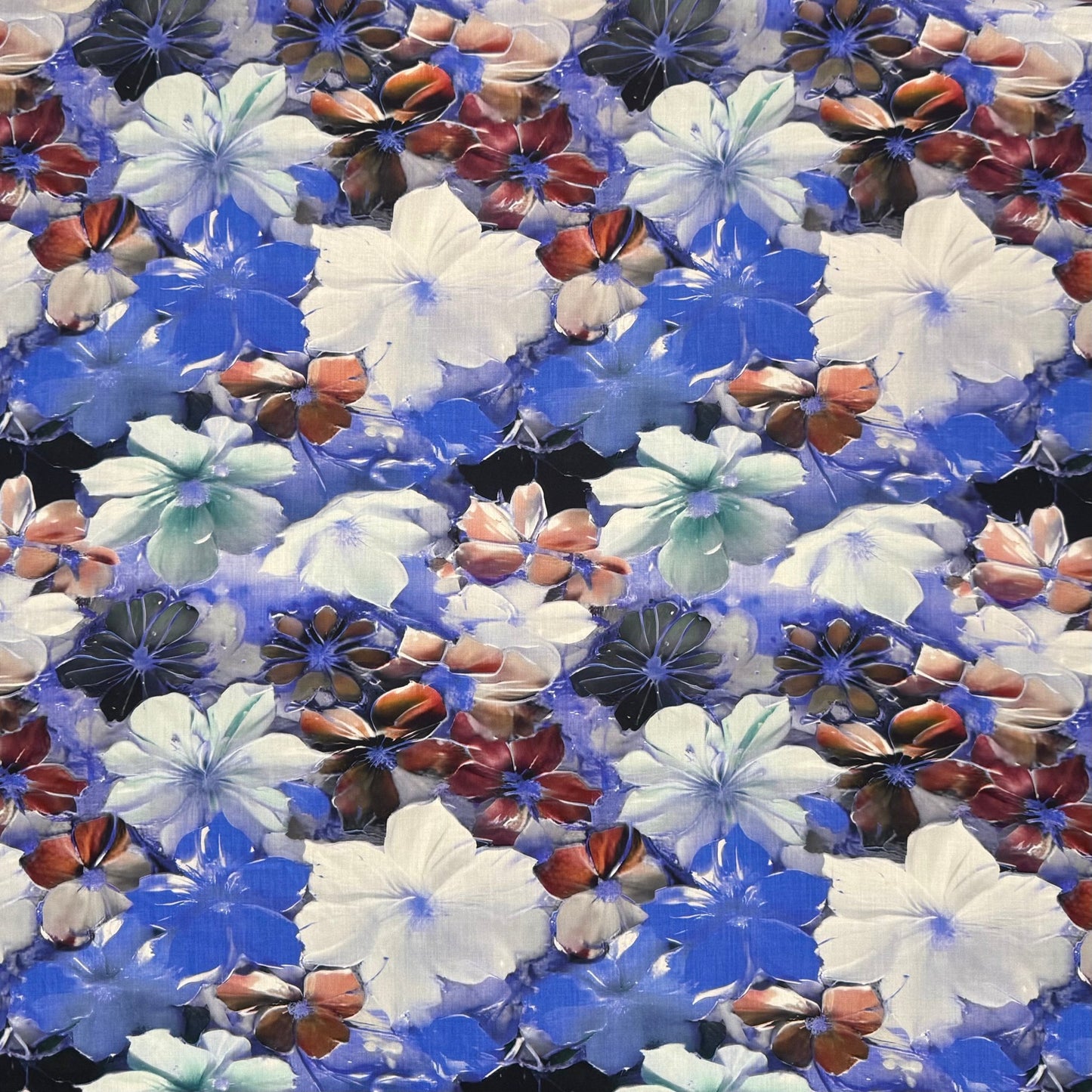 Viscose Printed Challis Summer Blues - Ragland Fabrics