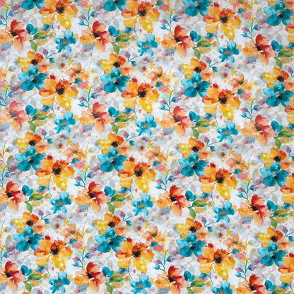 Viscose Printed Challis Summer Fun Aqua - Ragland Fabrics