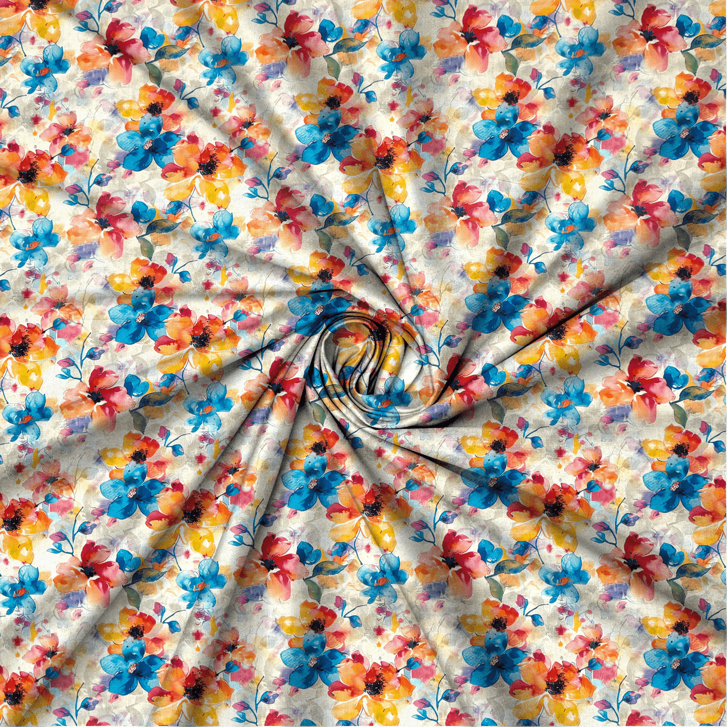 Viscose Printed Challis Summer Fun Teal - Ragland Fabrics