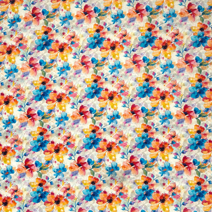 Viscose Printed Challis Summer Fun Teal - Ragland Fabrics