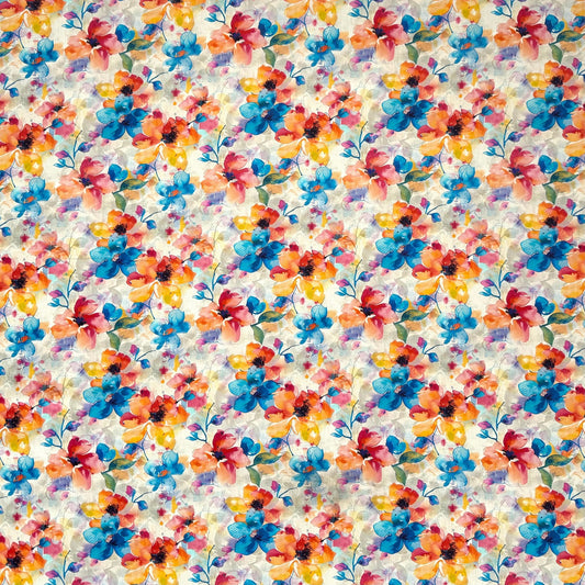 Viscose Printed Challis Summer Fun Teal - Ragland Fabrics