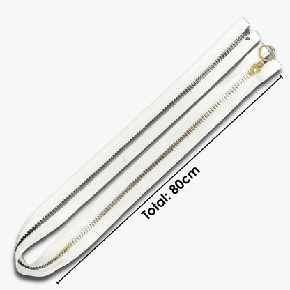 Vislon Type 5 Chunky Zip Open Ended - 80cm WHITE Metallic - Discontinued - Ragland Fabrics