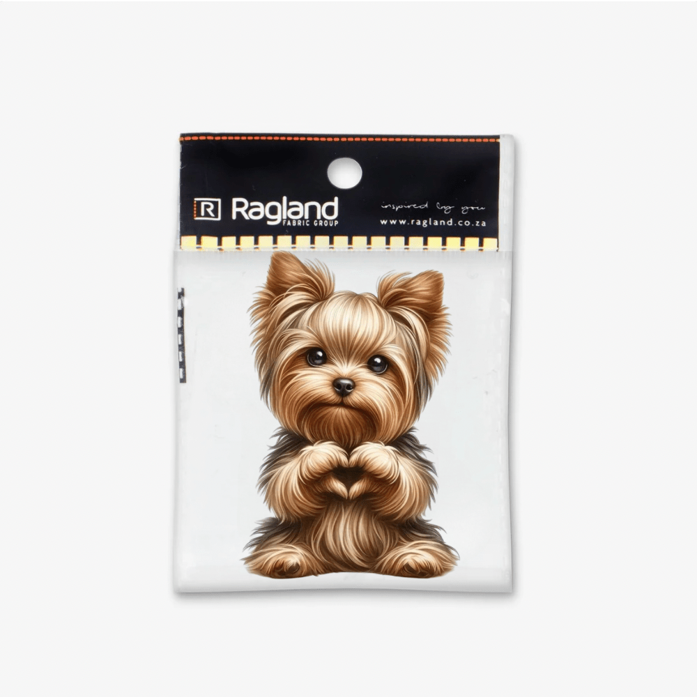 Motif Iron On Badge - Yorkie Love Puppy - Ragland Fabrics