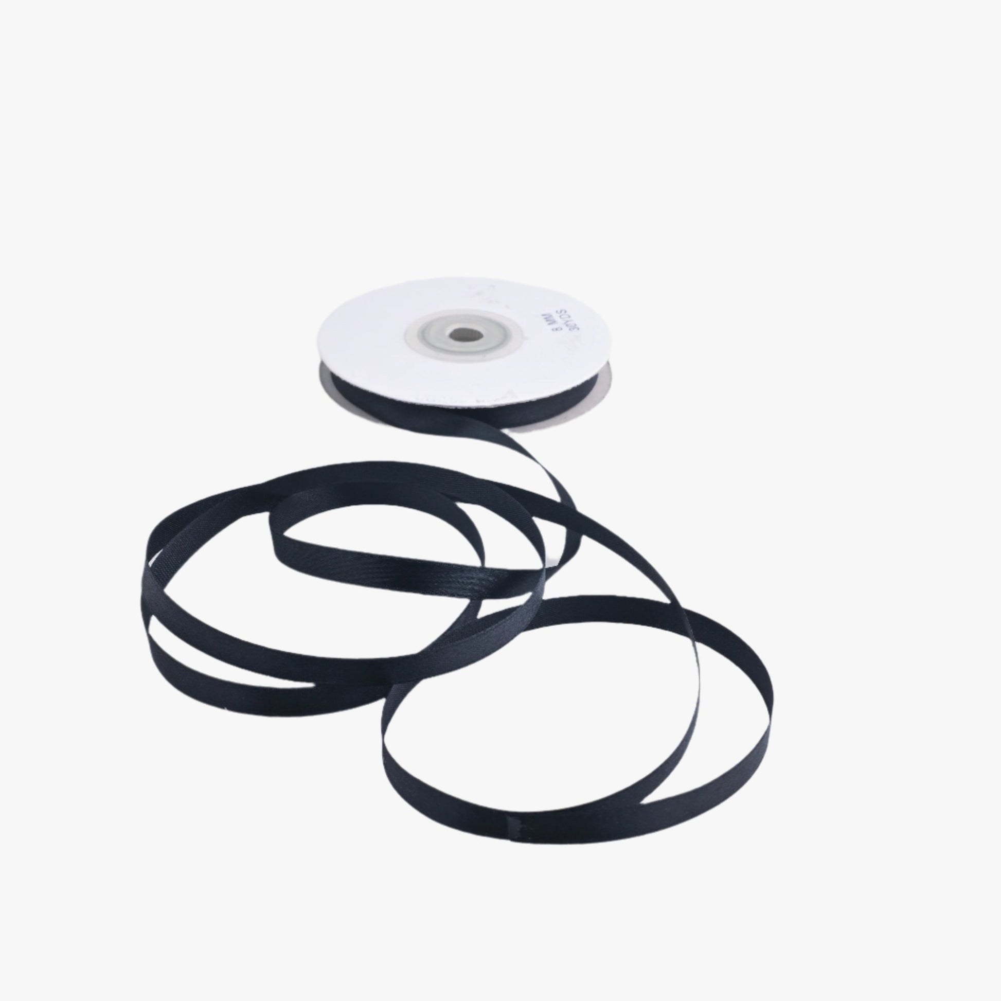 Satin Ribbon 8mm Black 10 - Ragland Fabrics